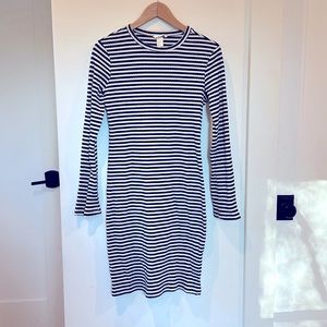 Black and White stripe H&M dress with Mock Neck